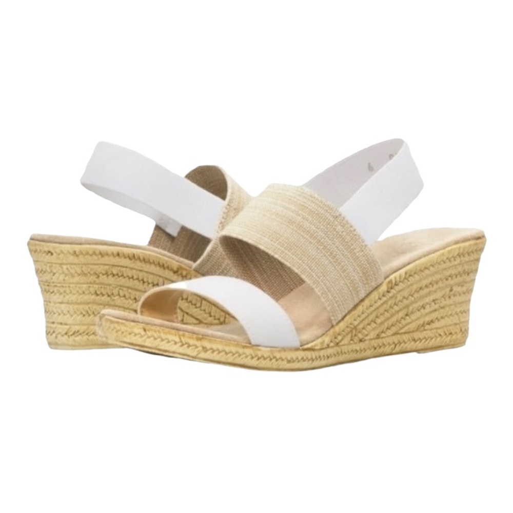 - Charleston Shoe Co Cooper Espadrille Wedge White/Linen Size 6